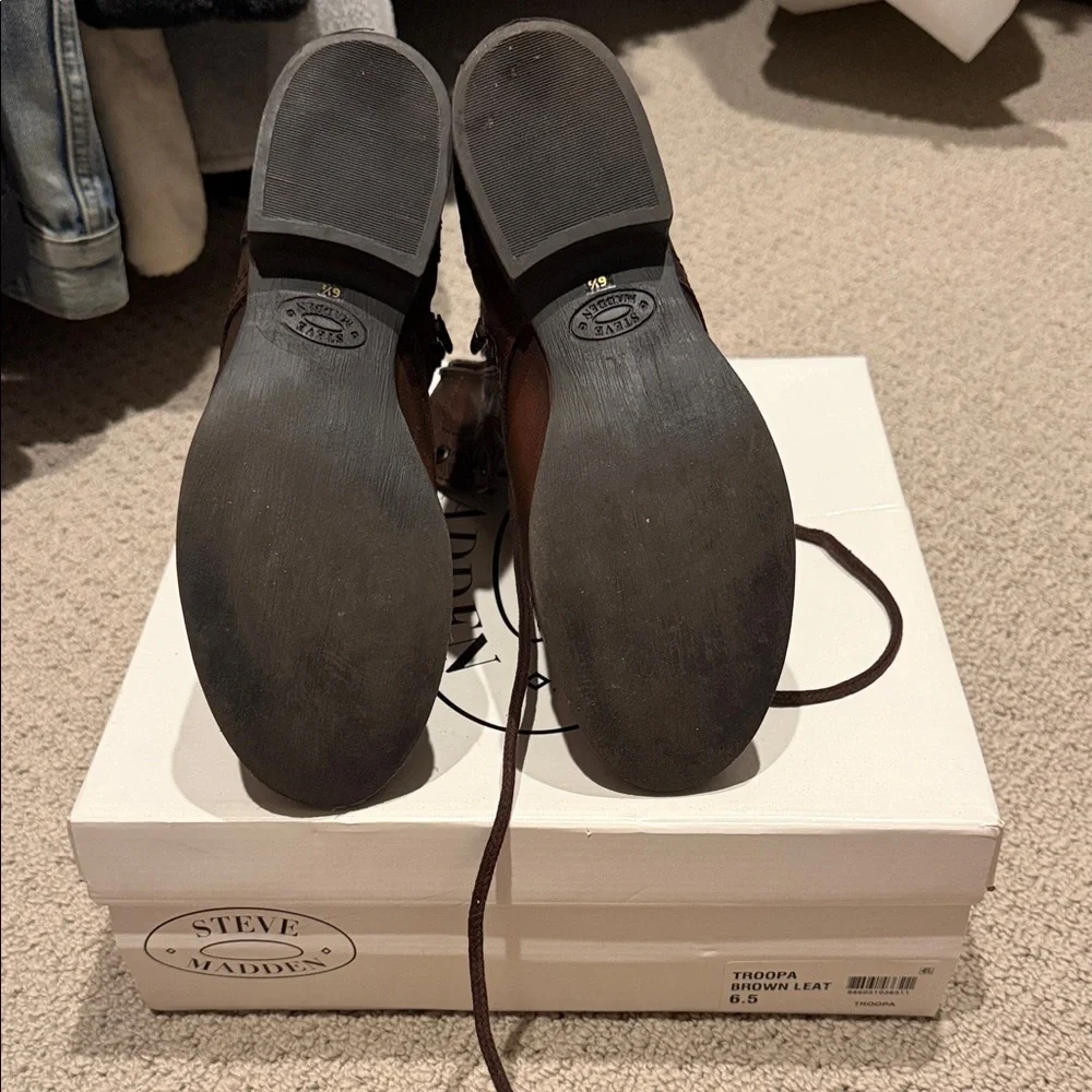 Steve Madden Dark Brown Lace-Up Combat Boots - Picture 5 of 5